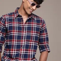 WROGN Slim Fit Tartan Checks Opaque Pure Cotton Casual Shirt-picture-45