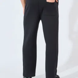 Styli Black Relaxed Fit Solid Scuba Pants image 2