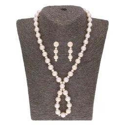 Sri Jagdamba Pearls Anahita Pearl White Necklace & Earring Set-picture-8
