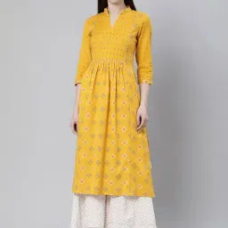 gerua by libas Libas Yellow Cotton Printed Straight Kurta-picture-18
