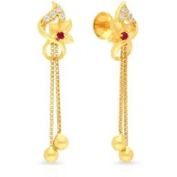 Malabar Gold and Diamonds 22k Yellow Gold Floral Earrings for Women-image-32