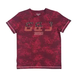 Gini & Jony Kids Maroon Cotton Printed T-Shirt-picture-42
