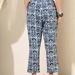 DECKEDUP White & Blue Cotton Printed Pants image 2