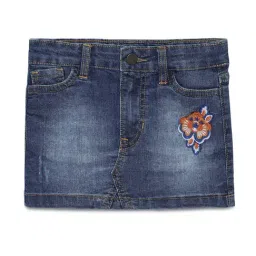 Under Fourteen Only Kids Blue Embroidered Skirt-picture-33
