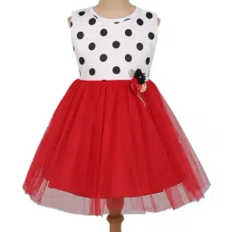 The Magic Wand Kids White & Red Printed Dress-image-97