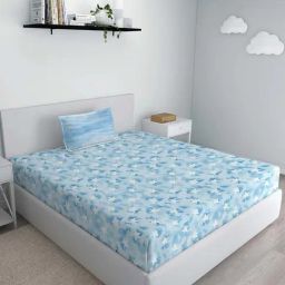 GM Fiesta Sky Blue Cotton 180 TC Kids Single Bedsheet with Pillow Cover-picture-18