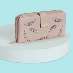 Forever Glam by Pantaloons Nude Pink Cut Work Medium Zip Around Wallet for Women image 1