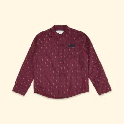 Pantaloons Junior Maroon Cotton Printed Full Sleeves Shirt image 1