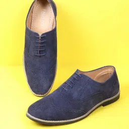 Fausto Men's Navy Blue Brogue Shoes image 1