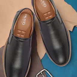 Fausto Men's Black Formal Loafers image 1