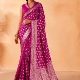 Vardha Pink Woven Saree With Unstitched Blouse-picture-23