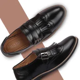 Fausto Men's Black Monk Shoes image 1