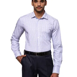 Park Avenue Violet & White Slim Fit Check Shirt image 1