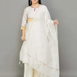 Melange by Lifestyle Off-White Embroidered Dupatta image 1