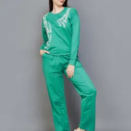 Ginger by Lifestyle Green Printed Sweatshirt Pyjama Set image 1