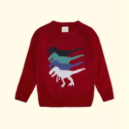 Pantaloons Junior Red Printed Full Sleeves Sweater image 1