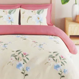 Bianca Tokyo Bay Floral Beige 192 TC Fabric King Bedsheet with 2 Pillow Covers image 3