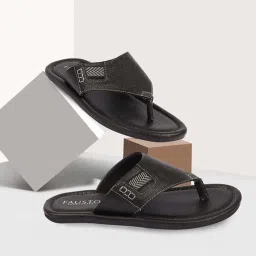 Fausto Men's Black Thong Sandals image 1
