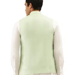 Manyavar Green Textured Ethnic Waistcoat image 2