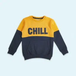 Pantaloons Junior Yellow & Navy Cotton Color Block Full Sleeves Sweatshirt image 1