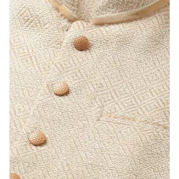 Manyavar Beige Self Design Ethnic Waistcoat image 4