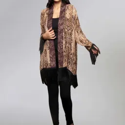 First Resort By Ramola Bachchan Brown Animal Print Kimono image 1