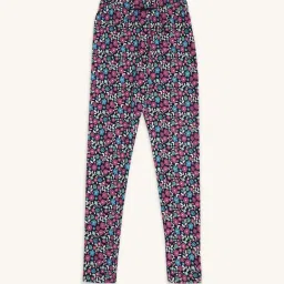 Pantaloons Junior Navy & Pink Cotton Floral Print Leggings image 1