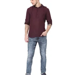 celio celio* Maroon Regular Fit Linen Shirt image 5