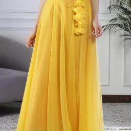 NEUDIS Yellow Maxi Lehenga Skirt image 1