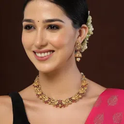 Panash Gold Plated Artificial Stones and Beads Jewellery Set image 2