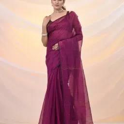 Arhi Magenta Blended Woven Design Saree with Unstitched Blouse image 1