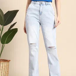 Mast & Harbour Women Mildly Distressed Stretchable Straight Jeans-picture-33