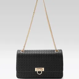 Carlton London Venezia Black Woven Medium Shoulder Bag image 1