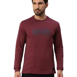 Royal Enfield Retro Rider Burgundy Regular Fit Printed Crew T-Shirt image 1