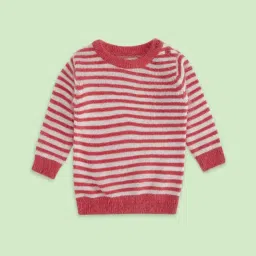 Pantaloons Baby Peach Striped Full Sleeves Sweater image 1