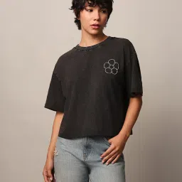 Only Black Cotton Embellished T-Shirt image 2