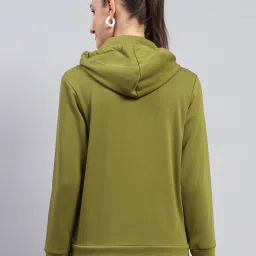 Monte Carlo Green Polyester Blend Solid Full Sleeve Sweatshirt image 2