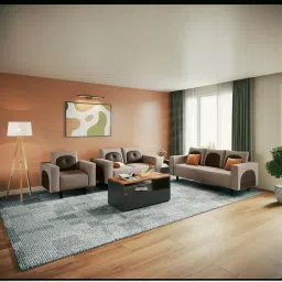 Godrej Interio Pangram Fabric 3 + 2 + 1 Sofa Set Taupe, Knock Down image 1