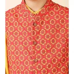 Fabindia Kids Red Printed Nehru Jacket image 4