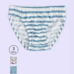 Pantaloons Junior White & Blue Cotton Printed Briefs (Pack of 3) image 1