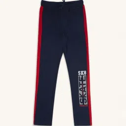 Pantaloons Junior Navy Cotton Printed Trackpants image 1