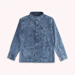 Pantaloons Junior Blue Cotton Chequered Full Sleeves Shirt image 1