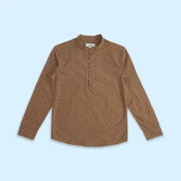 Pantaloons Junior Brown Cotton Printed Full Sleeves Shirt image 1