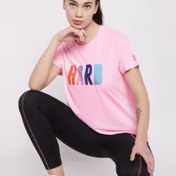 Clovia Pink Printed Active T-Shirt image 4