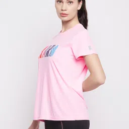 Clovia Pink Printed Active T-Shirt image 3