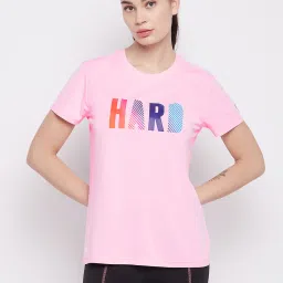 Clovia Pink Printed Active T-Shirt image 1