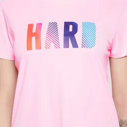 Clovia Pink Printed Active T-Shirt image 5