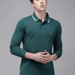 The Bear House Teal Slim Fit Cotton Polo T-Shirt image 1