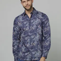 celio celio* Blue Cotton Regular Fit Printed Shirt-picture-28