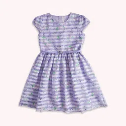 Pantaloons Junior Lavender Cotton Floral Print Dress image 1